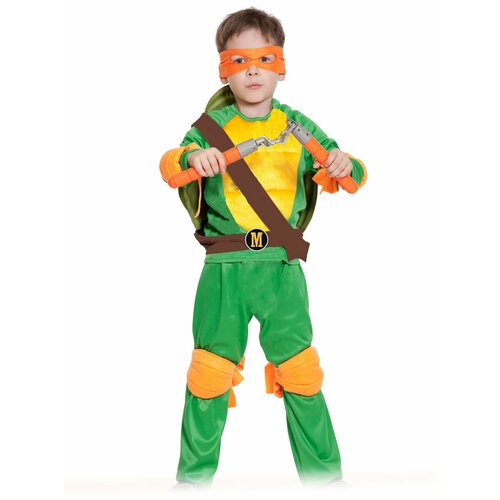 фото Костюм карнавальный ниндзя черепашка микеланджело текстиль детский размер xs рост 92-110 55003-xs карнавалофф