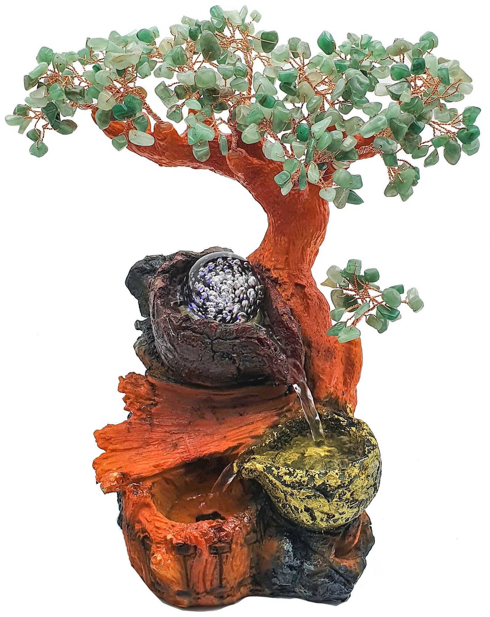 Фонтан настольный Нефритовое дерево -золотая чаша 35х15х28 см, подсветка, шар