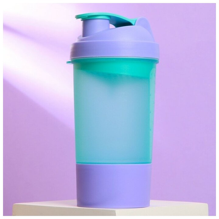 Соломон Шейкер спортивный с чашей под протеин, фиолетово-голубой, 500 мл