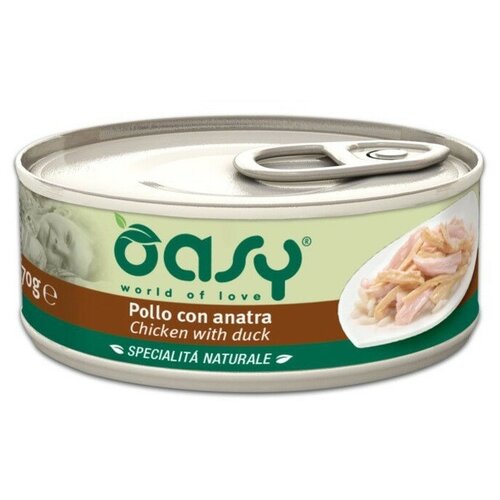 Oasy Wet cat Specialita Naturali Chicken Duck дополнительное питание для кошек с курицей и уткой в консервах - 70 г (24 шт) oasy wet cat specialita naturali chicken duck влажный корм для взрослых кошек дополнительное питание с курицей и уткой в консервах 70 г