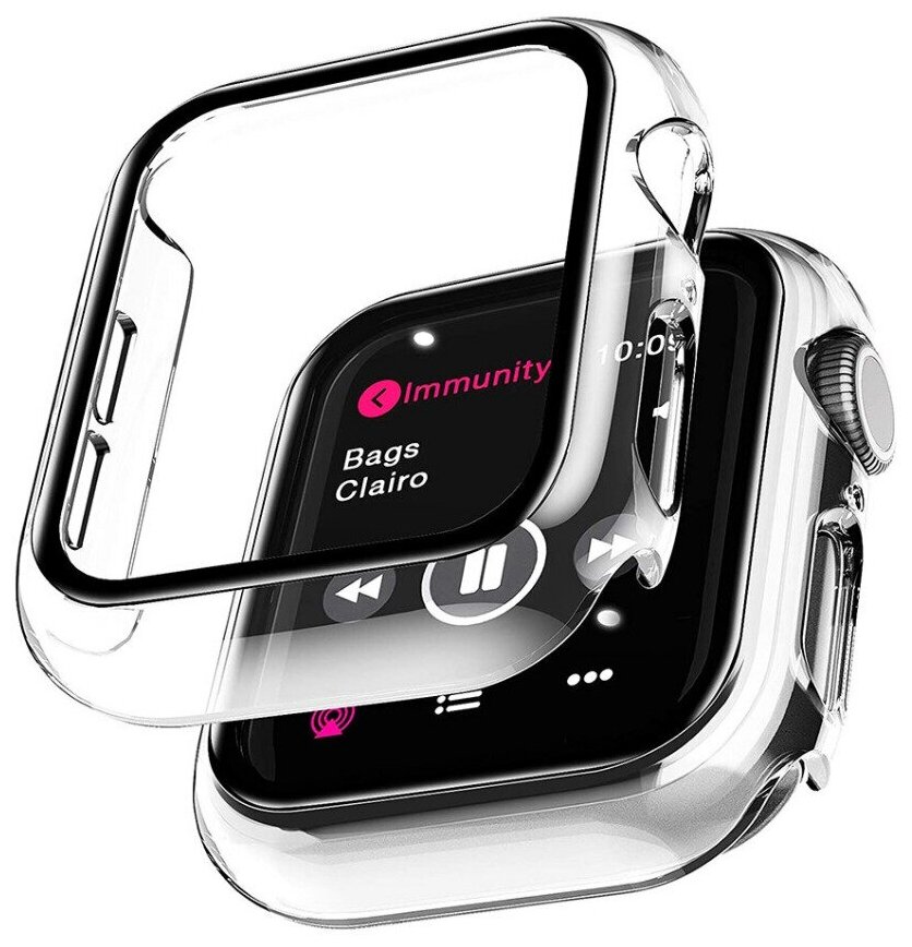 Противоударный чехол 360 для часов Apple Watch 38 мм полное покрытие с защитой экрана прозрачный