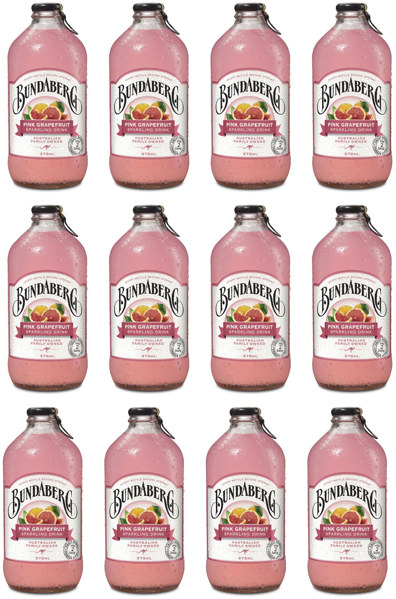 Лимонад ферментированный Bundaberg Австралия 375мл. стекло, Розовый Грейпфрут, упаковка 12 шт. - фотография № 1