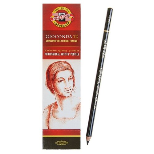 Koh-I-Noor Карандаш художественный чернографитный 4.2 мм, Koh-I-Noor GIOCONDA SILKY 8815 soft, чёрный, L=175 мм