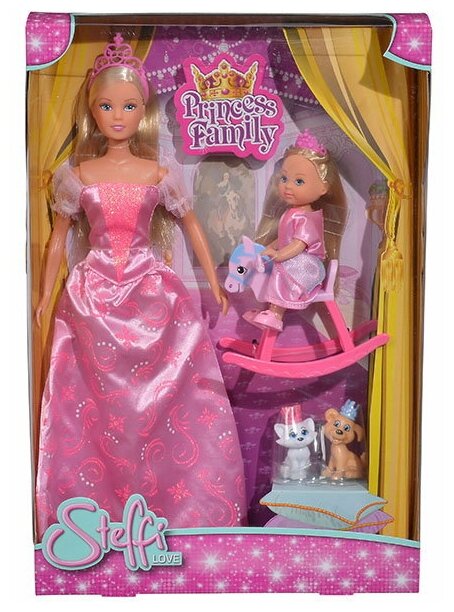 Набор кукол Simba Штеффи и Еви Принцессы, зверушки в комплекте, 29 см, 12 см 5733223