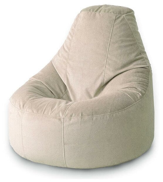 MyPuff кресло-пуф Люкс, размер XXХХL-Комфорт, мебельный велюр, латте - фотография № 1