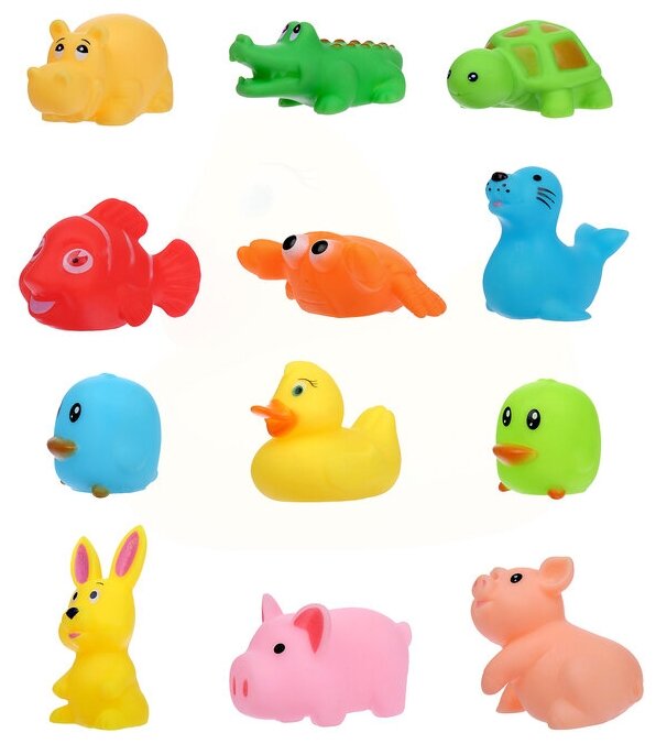 Набор резиновых игрушек для игры в ванной «Милые крохи», 12 шт.