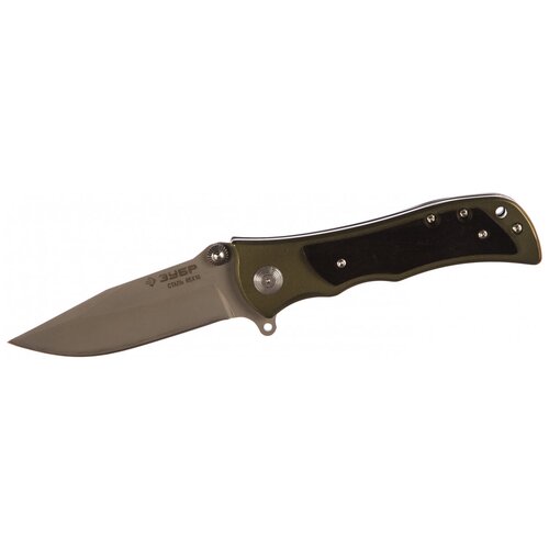 фото Нож зубр "премиум" следопыт 47713 складной универсальный, металлическая рукоятка с деревянными вставками, 200мм/лезвие 95мм