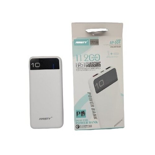 Внешний аккумулятор с экраном дисплеем ANSTY AP-009 11200 mAh 2 USB белый 169900₽