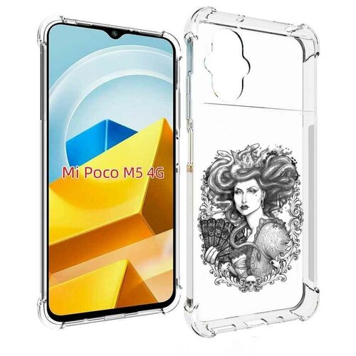 Чехол MyPads медуза черно белый для Xiaomi Poco M5 задняя-панель-накладка-бампер