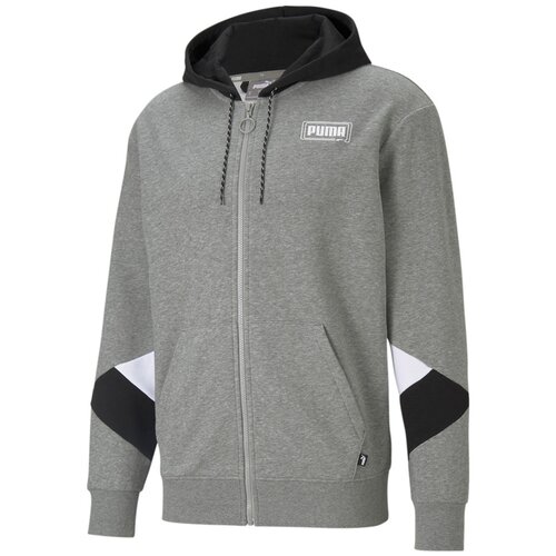 фото Толстовка puma rebel full-zip, капюшон, размер s, серый