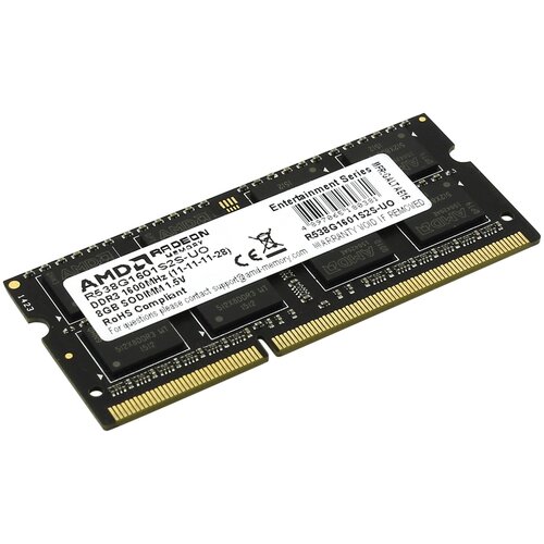 Оперативная память AMD 8 ГБ SODIMM CL11 R538G1601S2S-UO оперативная память 8 гб 1 шт hynix ddr3 1600 so dimm 8gb