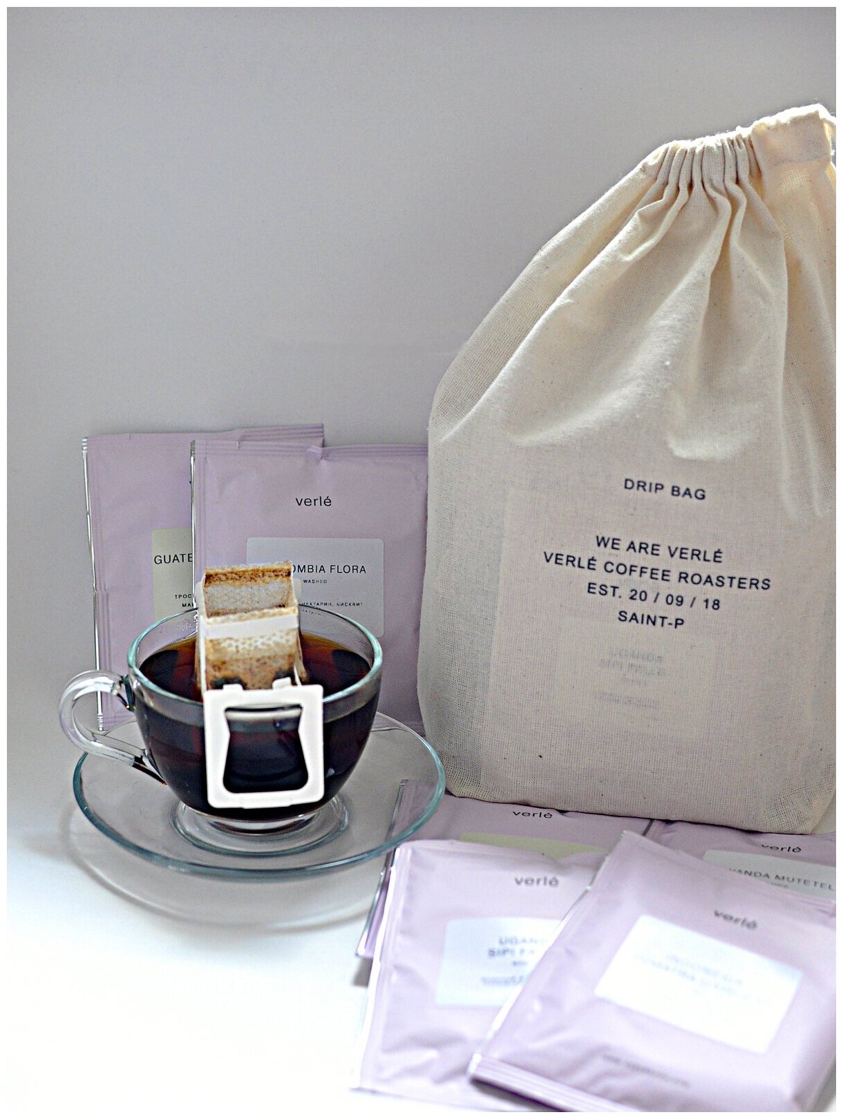 Дрип кофе молотый Verle MIX Big Bag, 24 дрип-пакета по 11 г - фотография № 1