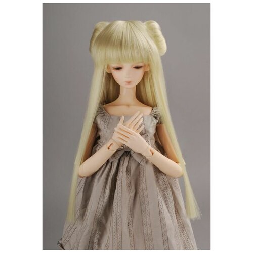 новый парик с чёлкой блонд Dollmore 8-9 JDumpling Wig Blonde (Парик блонд длинный с чёлкой и двумя пучками размер 20-23 см для кукол Доллмор / Пуллип)