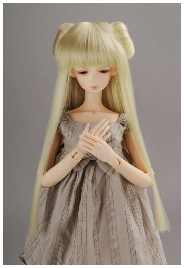 Dollmore 8-9 JDumpling Wig Blonde (Парик блонд длинный с чёлкой и двумя пучками размер 20-23 см для кукол Доллмор / Пуллип)