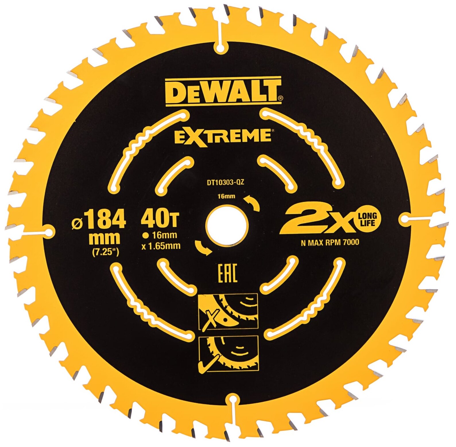 Пильный диск DeWALT Extreme DT10303-QZ 184х16 мм
