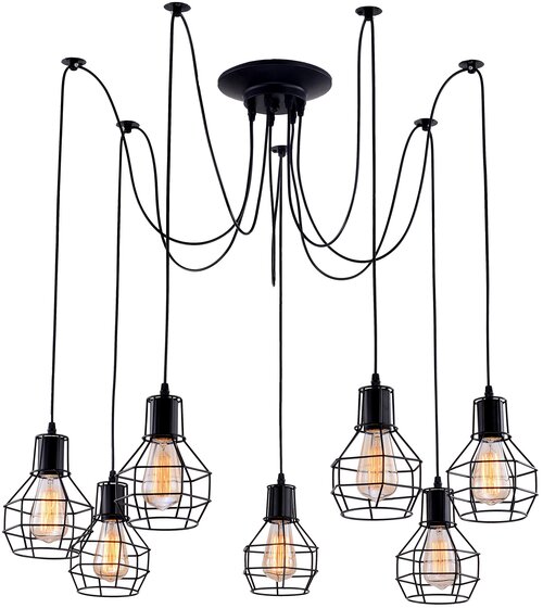 Люстра Arte Lamp Spider A1109SP-7BK, E27, 420 Вт, кол-во ламп: 7 шт., цвет: черный