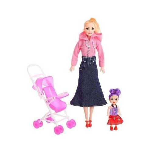 Кукла-модель Даша с коляской и куклой малышкой, микс 4979876 .