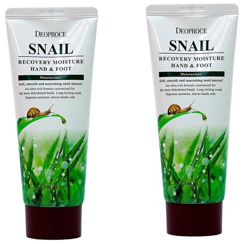 фото Deoproce набор крем для ног и рук с муцином улитки moisture hand & foot snail recovery, 100 мл х 2 шт