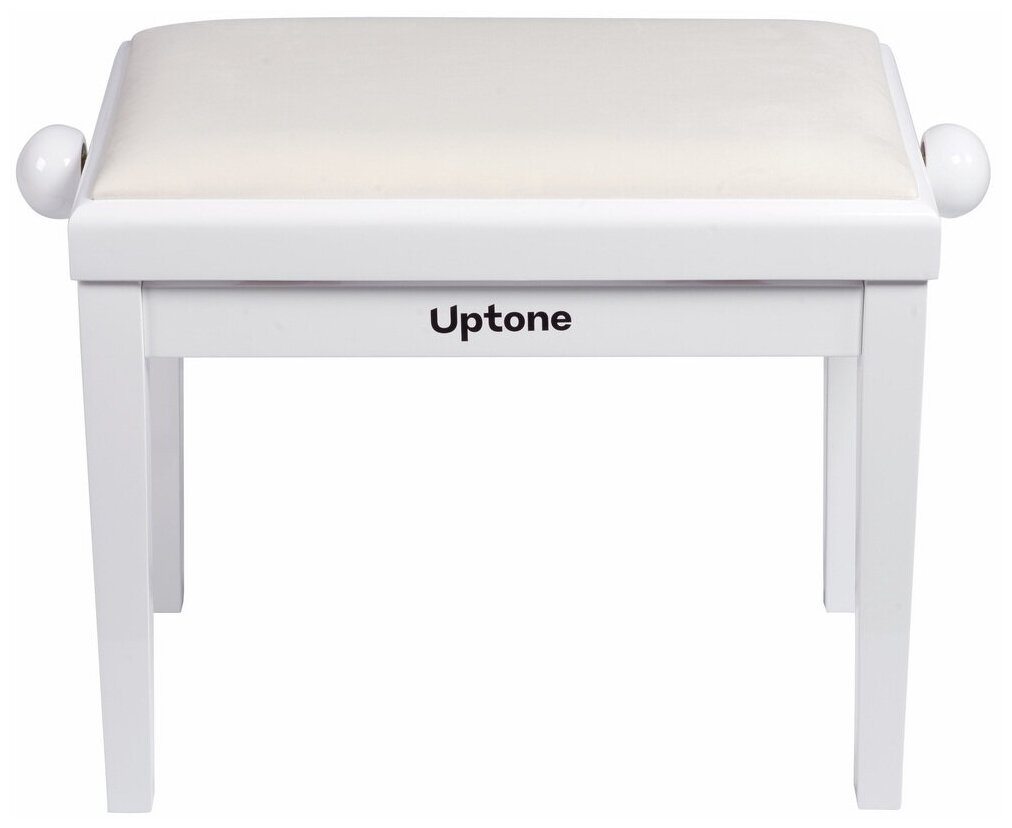 UPTONE Fusion G1 White банкетка с регулировкой высоты, цвет корпуса белый глянцевый, сиденье вельвет белый