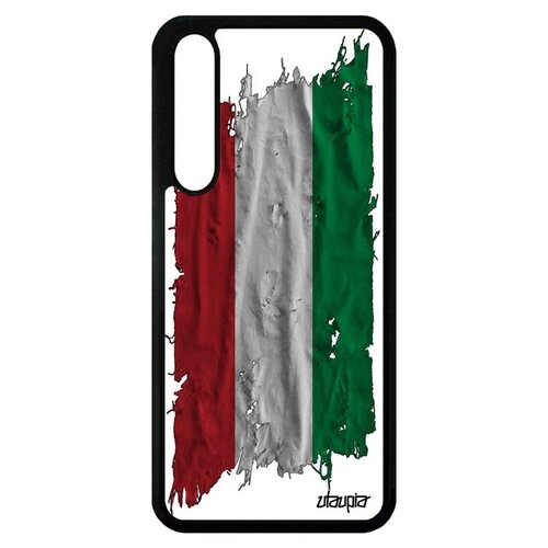 фото Защитный чехол на телефон // huawei p20 pro // "флаг венгрии на ткани" стиль дизайн, utaupia, белый