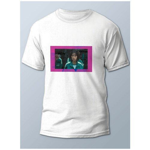 фото Футболка мужская белая сериалы игра в кальмара (игра в кальмара, squid game) - 21718 brut-shop