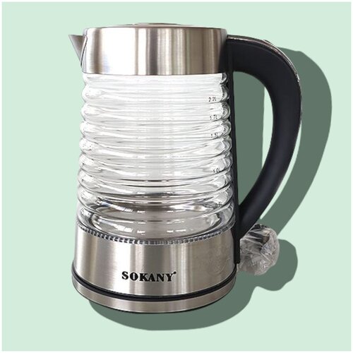 Электрический чайник из термостойкого стекла SOKANY c cиней подсветкой 22 литраЭлектрочайник из нержавеющей стали с функцией авто отключения 2000 Вт 259900₽