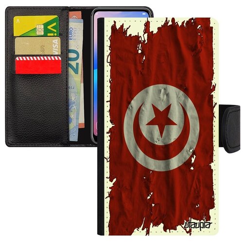 фото Противоударный чехол книжка на телефон // iphone 7 plus // "флаг туниса на ткани" страна государственный, utaupia, белый