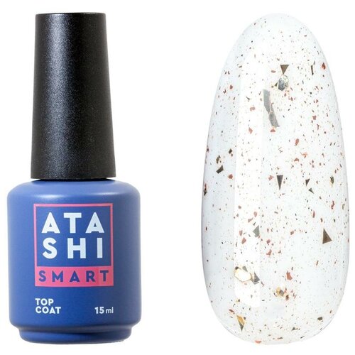 Защитный гель-лак Atashi Top Art coat №5, без л/с. Мульти, Розовое золото