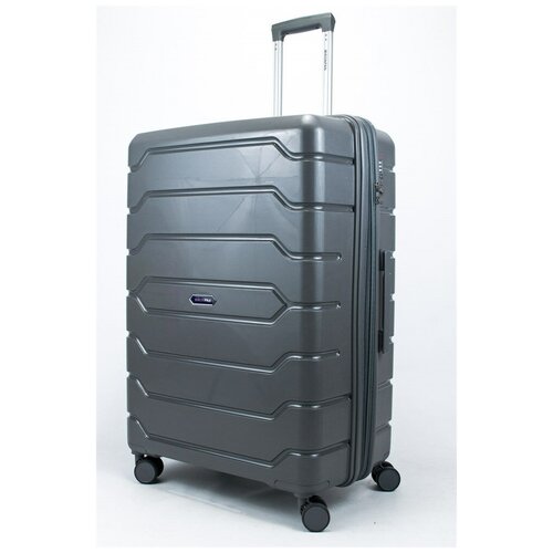 фото Mironpan чемодан большой pp (ромб. полосы) с расширением серый xl большой серый sweetbags
