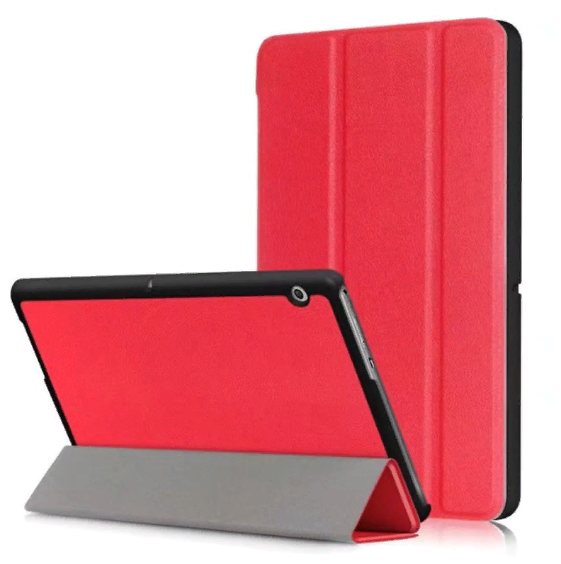 Чехол-обложка MyPads для Huawei MediaPad T3 10 LTE (AGS-L09/L03) 9.6 тонкий умный кожаный на пластиковой основе с трансформацией в подставку красный