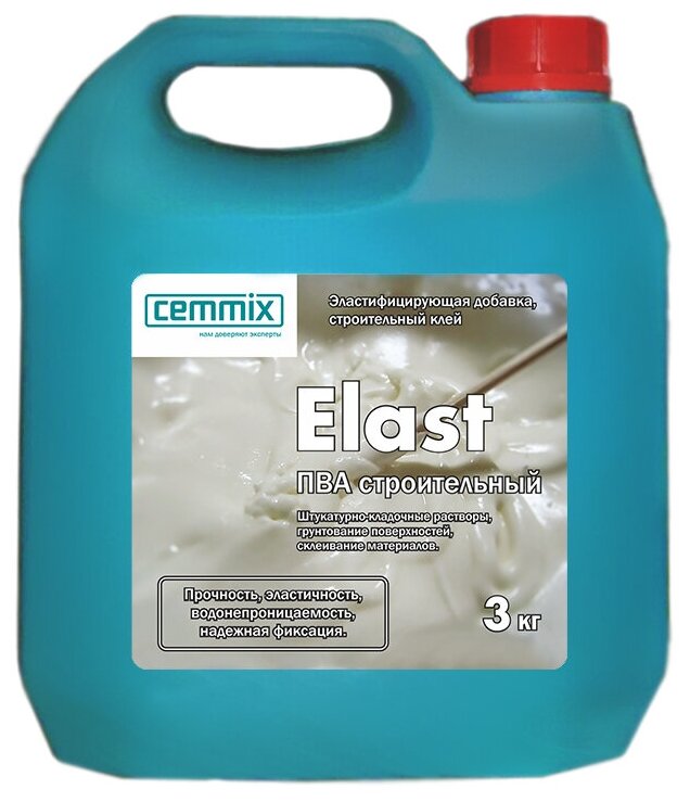Клей ПВА строительный Cemmix Elast, 3 кг
