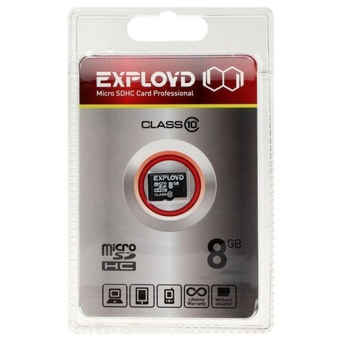 Карта памяти Exployd MicroSD, 8 Гб, SDHC, класс 10