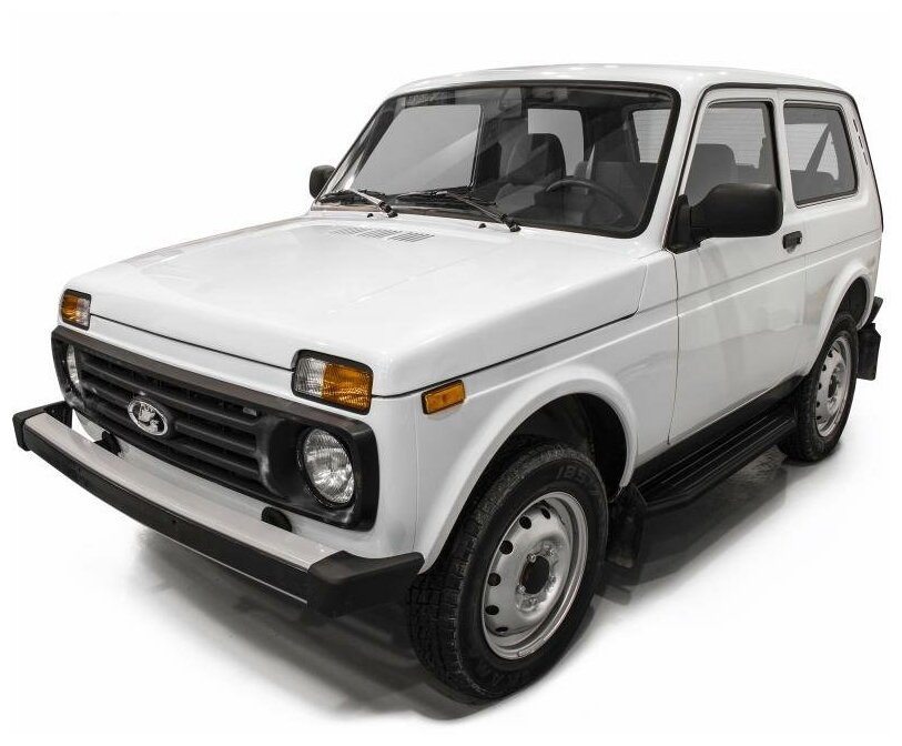 Пороги алюминиевые с площадкой "Premium-Black" (арт. A128ALB.6004.1) LADA 4x4 3D 1977- н. в.