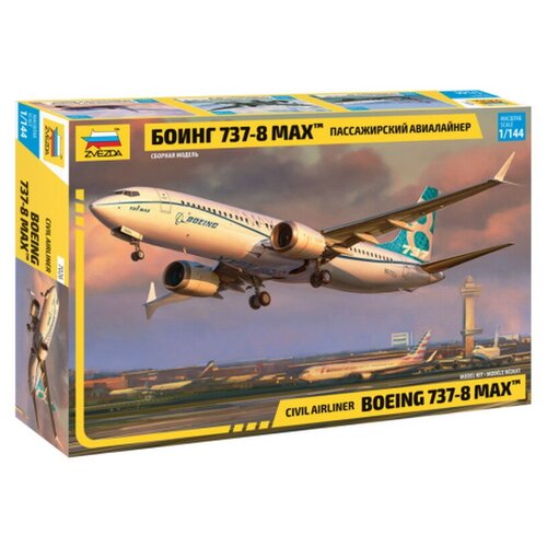 Сборная модель ZVEZDA Пассажирский авиалайнер Боинг 737-8 MAX 7026з indonesia sriwijaya airlines boeing 737 aircraft alloy diecast model 15cm aviation collectible miniature souvenir ornament