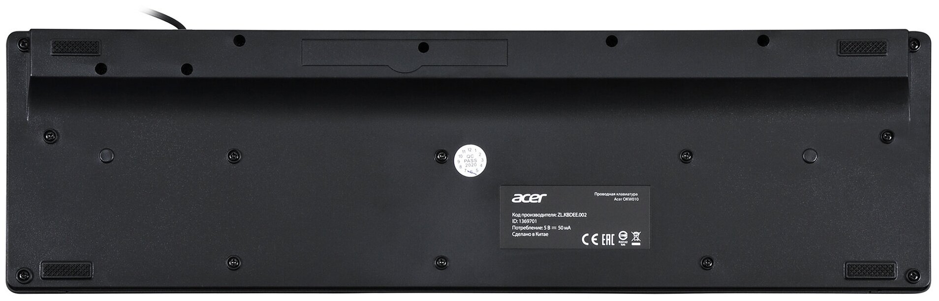 Клавиатура Acer OKW010 черный USB slim Multimedia - фото №2