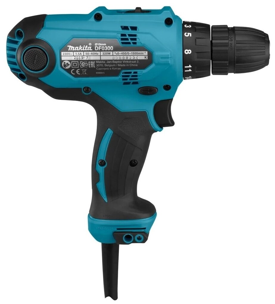 Шуруповерт сетевой Makita DF0300X3 + набор бит D-65028 10 шт.