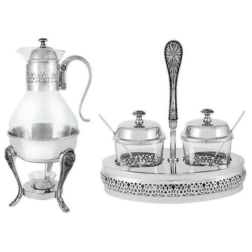 Чайник-кофейник 1.4л с подогревом + вазочки для джема Британи (Regent Silverware)