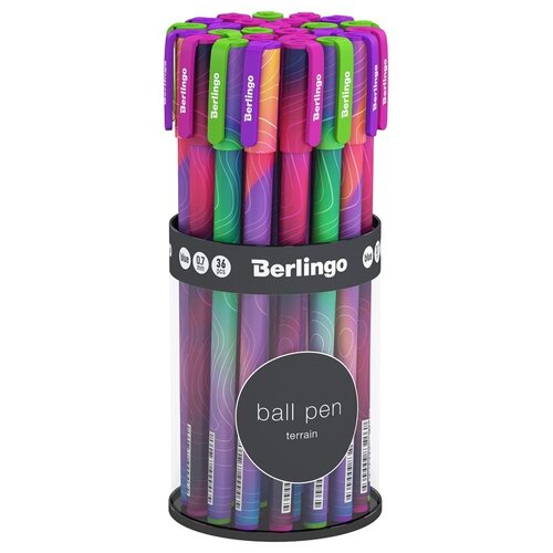 Ручка шариковая Berlingo Terrain (0.7мм, синий цвет чернил) грип, рисунок на корпусе) 36шт. (CBp_07S09)