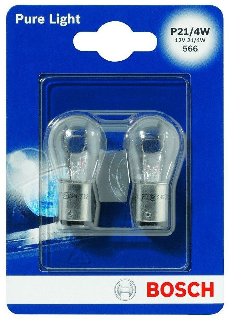 Лампа P21/4W 12V 21/4W PURE LIGHT Bosch 1987301015