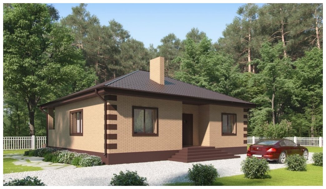 Проект жилого дома STROY-RZN 11-0017А (107,58 м2, 12,34*11,17 м, газобетонный блок 400 мм, облицовочный кирпич)