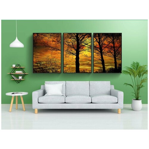 фото Набор модулных постеров для интерьера "природа, заход солнца, пейзаж" 60x90 см. в тубусе, без рамки lotsprints