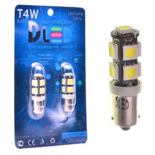 фото Автомобильные светодиодные лампы t4w - 9 smd 5050 black (2шт dled