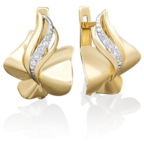 PLATINA jewelry Серьги из желтого золота с фианитом 02-3878-00-401-1130-65