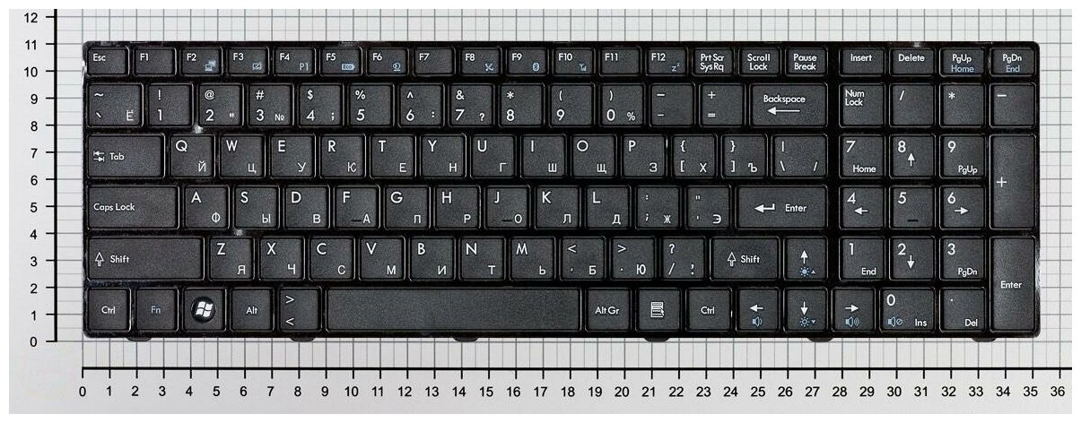 Клавиатура для ноутбука MSI CX70 черная с рамкой