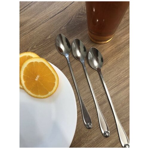 фото Ложки десертные /набор чайных ложек с удлиненной ручкой 19 см/коктельная/барная/ ложка для кофе oem