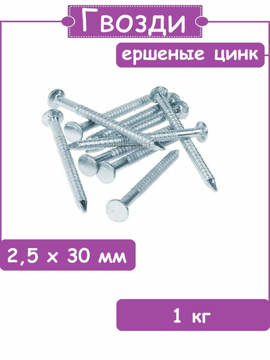 Гвозди ершеные цинк 2.5х30 0.5кг