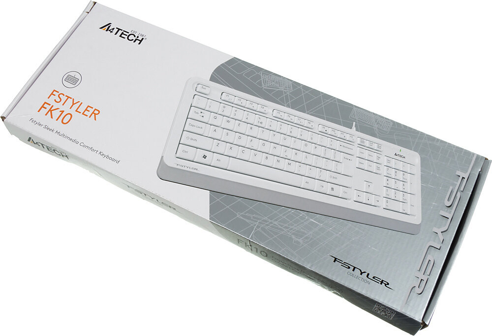 Клавиатура A4 Fstyler FK10, USB, белый серый [fk10 white] - фото №18