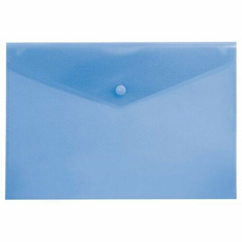 Папка-конверт на кнопке А4, 150 мкм, Calligrata, прозрачная, синяя (10 шт)