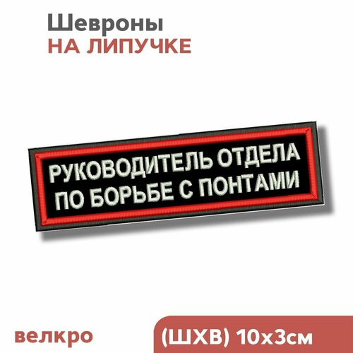 Шеврон на липучке велкро, нашивка на одежду руководитель отдела ПО борьбе С понтами, 10х3см