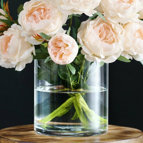 Ваза для цветов и сухоцветов стеклянная прозрачная декоративная интерьерная D15xH15